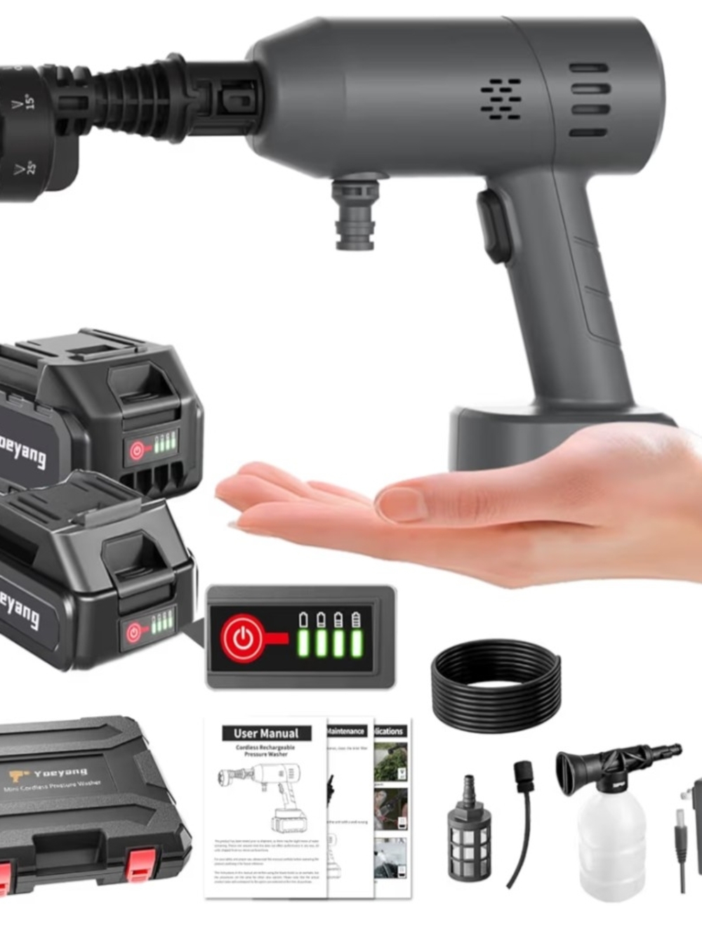 Cordless Smaller Portable Pressure Washer Gun With Carrying Case